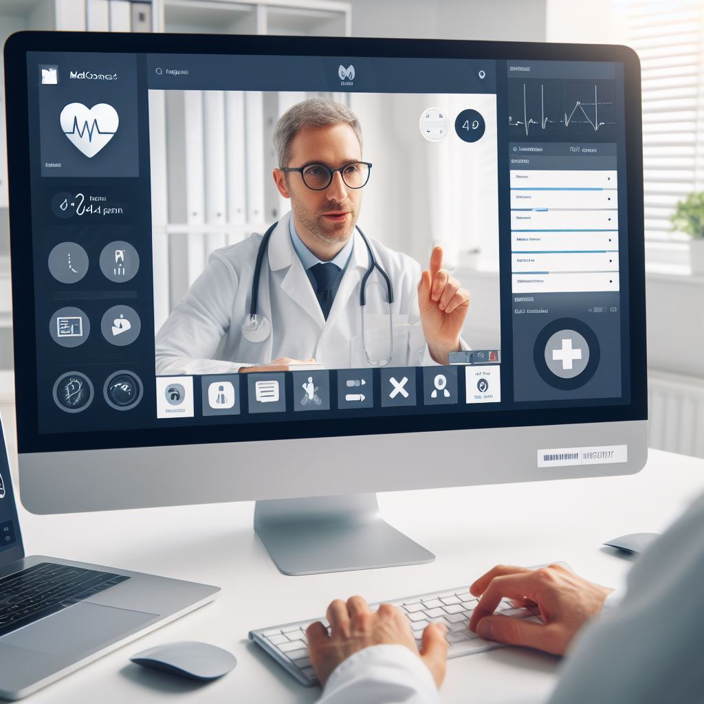 Consultation en télémédecine en cours sur la plateforme de téléexpertise avec vidéo en direct du patient et affichage des informations médicales