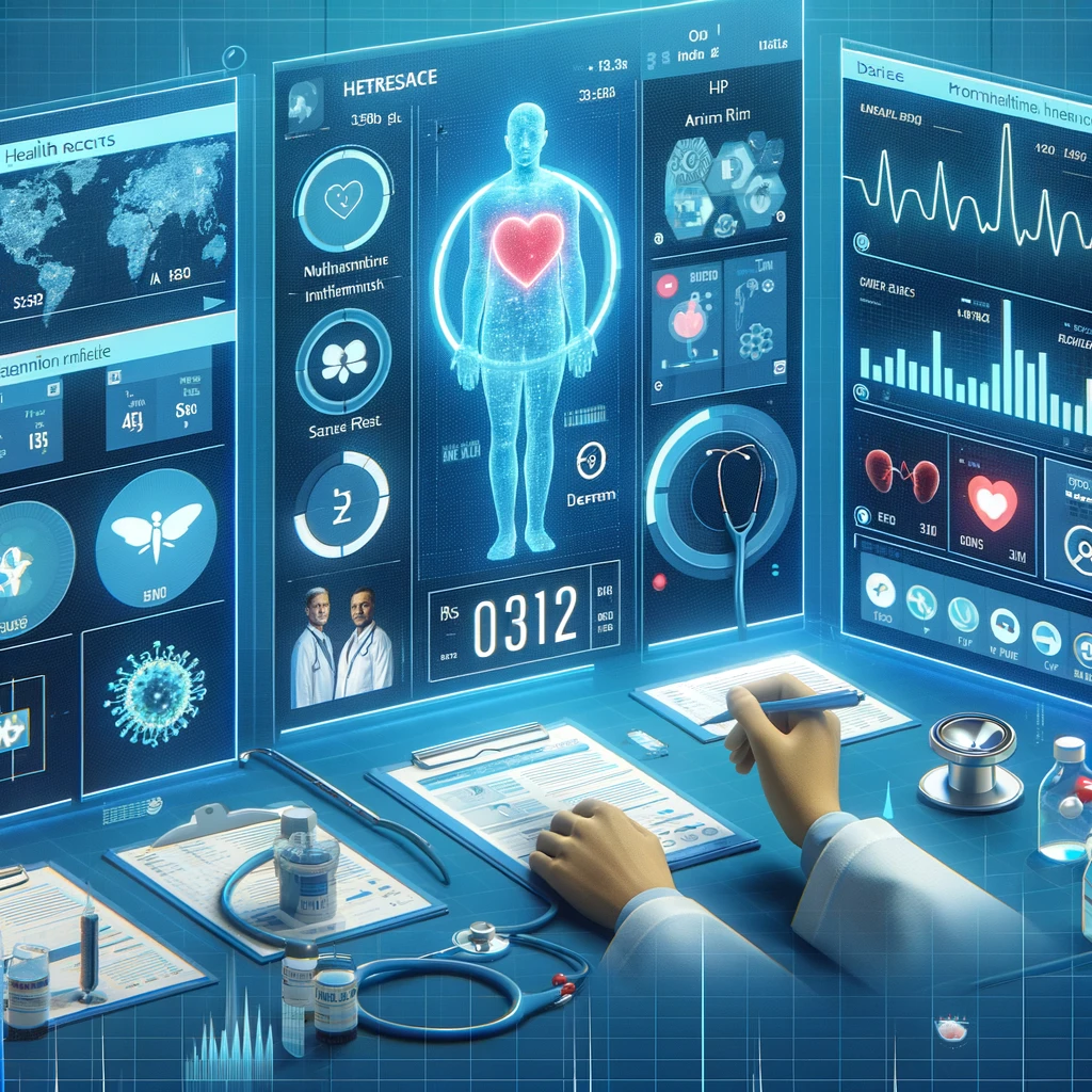 Visualisation de l'intégration des données médicales dans la plateforme téléexpertise, montrant les dossiers de santé des patients, les résultats de tests et les données diagnostiques